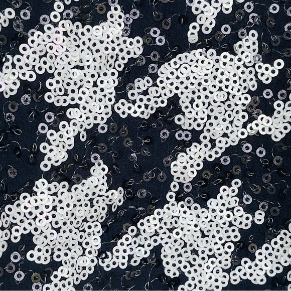 EXPRESS Houndstooth Sequin Embellished Top Crop Cap Sleeve Elasticized Waist - Picture 6 of 12